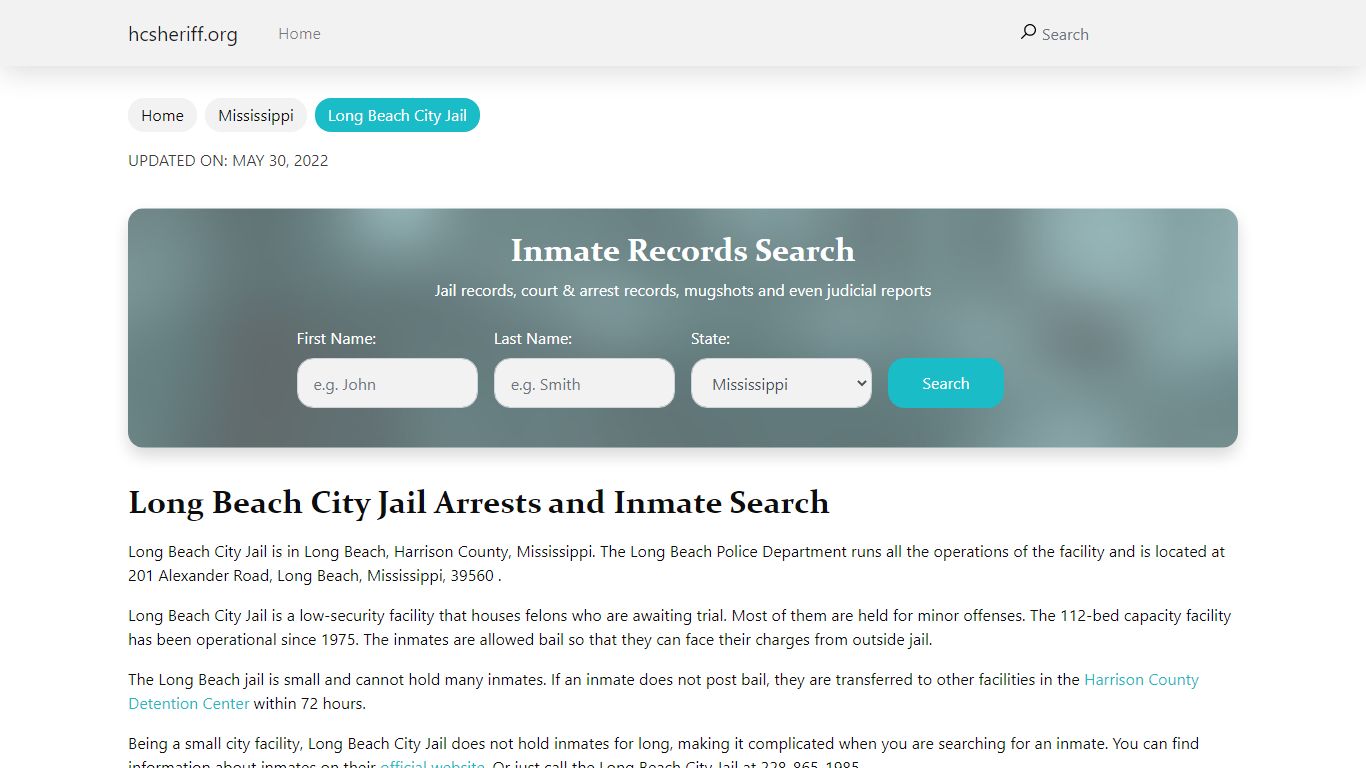 Long Beach City Jail - Hendricks County Sheriff’s Office and Jail ...